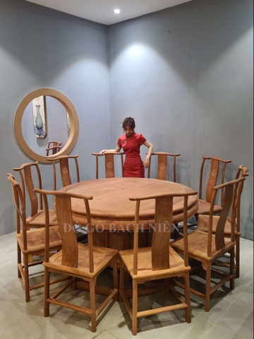 Bộ bàn ăn tròn Á Đông BA23
