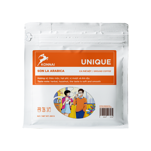 UNIQUE - Cà phê rang xay 100% Arabica Sơn La nguyên chất đậm đà hậu vị ngọt pha phin pha máy Konnai Coffee