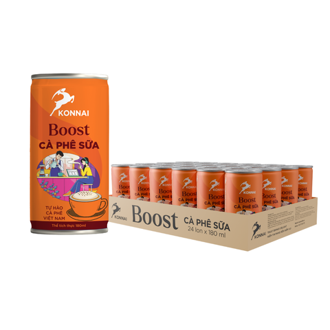 Cà phê lon Boost - cà phê sữa Konnai Coffee đóng lon 180ml/lon