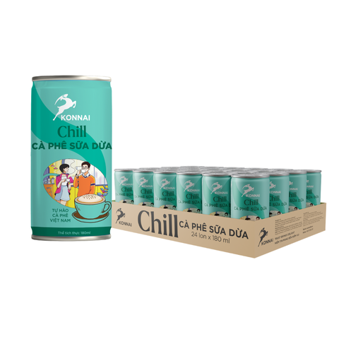 Cà phê lon CHILL - cà phê sữa dừa Konnai Coffee đóng lon 180ml/lon