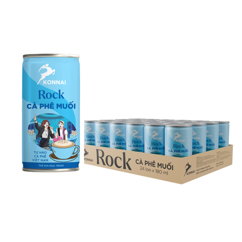 Cà phê lon ROCK - cà phê muối Konnai Coffee đóng lon 180ml/lon