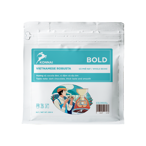 BOLD - 100% Robusta Tây Nguyên nguyên chất đậm đà hậu vị ngọt pha phin pha máy BOLD Konnai Coffee
