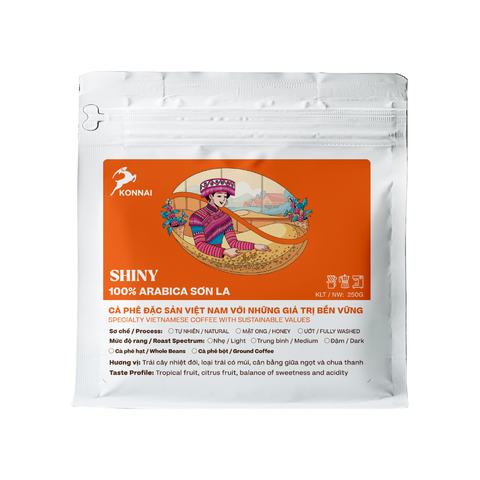 SHINY - Cà phê đặc sản 100% Arabica Sơn La nguyên chất đậm đà hậu vị ngọt pha phin pha máy SHINY Konnai Coffee