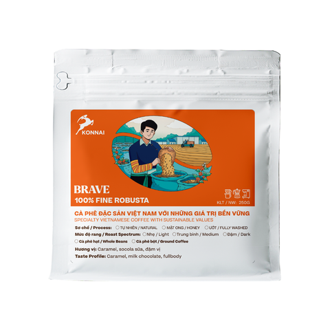 BRAVE - 100% FINE ROBUSTA Tây Nguyên đặc sản nguyên chất đậm đà hậu vị ngọt pha phin pha máy