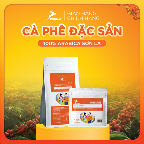 Cà phê rang xay Arabica Sơn La nguyên chất đậm đà hậu vị ngọt pha phin pha máy UNIQUE Konnai Coffee