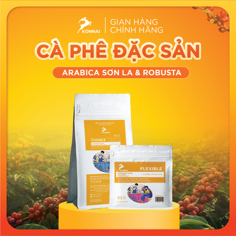 Cà phê rang xay Arabica Sơn La  Robusta Tây Nguyê nguyên chất đậm đà hậu vị ngọt pha phin pha máy FLEXIBLE Konnai Coffee