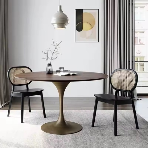 Ghế Đan Mây Lưng Tròn Mặt Ván - GDM25