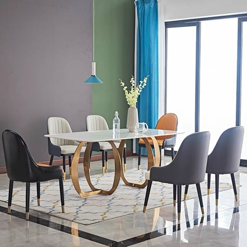 BÀN ĂN MẶT ĐÁ CHÂN SẮT LA - BAMD36