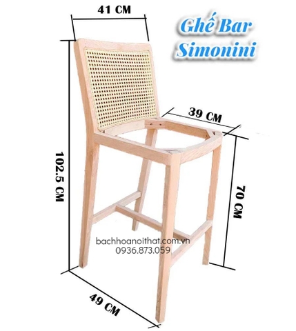 GHẾ BAR GỖ ASH SIMONINI - BAR37