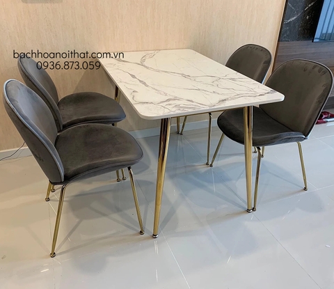 BÀN ĂN MẶT ĐÁ CHÂN CÔN INOX - BAMD88