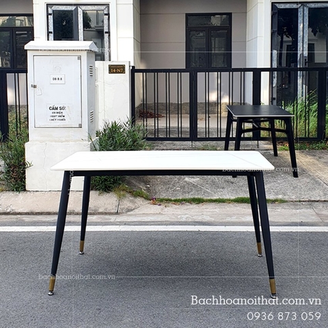 BÀN ĂN MẶT ĐÁ CERAMIC CHÂN CÔN SẮT SƠN TĨNH ĐIỆN - BAMD83