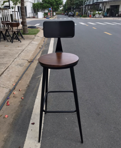GHẾ BAR CAFE MẶT GỖ LƯNG SẮT - BAR15