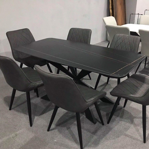 BÀN ĂN MẶT ĐÁ CHÂN SẮT CHÉO - BAMD35