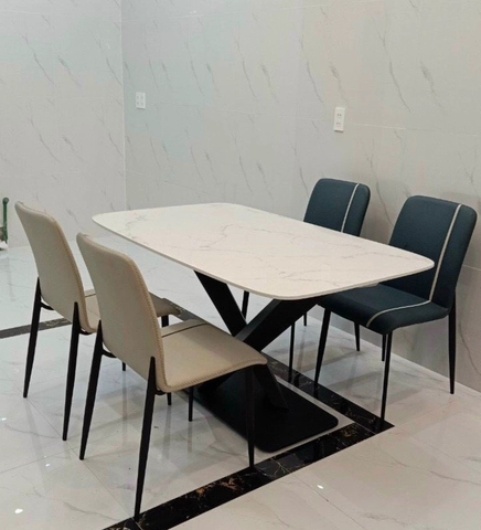 BÀN ĂN MẶT ĐÁ CHÂN CHỮ X - BAMD39