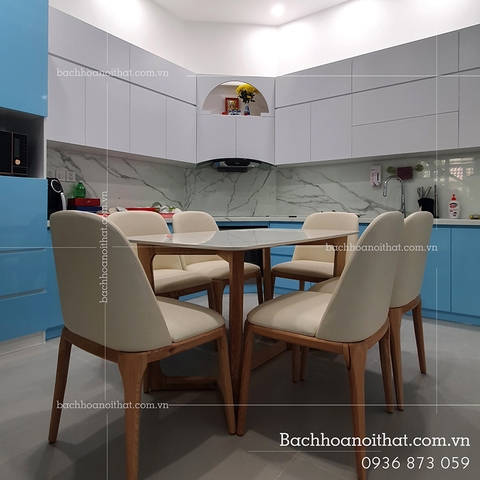 BÀN ĂN CONCORDE MẶT ĐÁ CHÂN GỖ - BAMD90