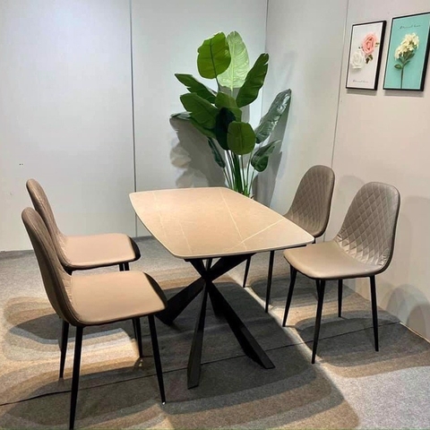 BÀN ĂN MẶT ĐÁ CHÂN SẮT CHÉO - BAMD35