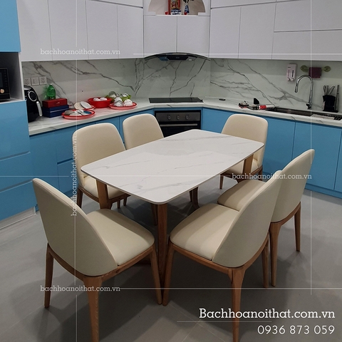 BÀN ĂN CONCORDE MẶT ĐÁ CHÂN GỖ - BAMD90