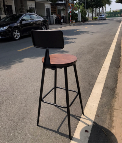 GHẾ BAR CAFE MẶT GỖ LƯNG SẮT - BAR15