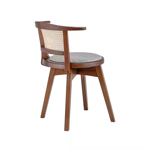 Ghế Cafe Gỗ Vintage Đan Mây Nhựa - GDM21