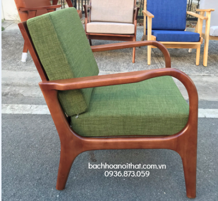 GHẾ SOFA TAY CONG ĐƠN GỖ CAO SU - SFG18