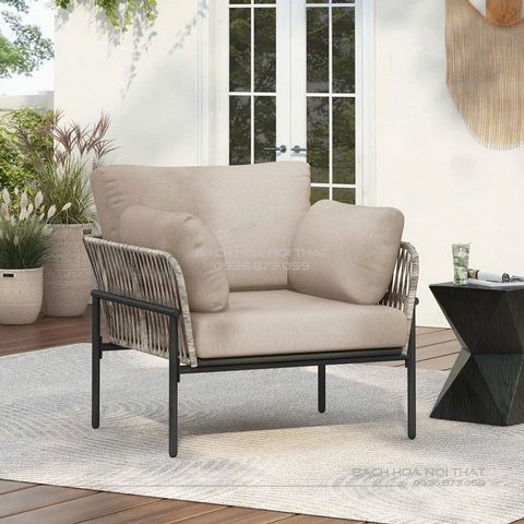 Ghế Ngoài Trời Khung Sắt Đan Dây GD19