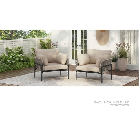 Ghế Ngoài Trời Khung Sắt Đan Dây GD19