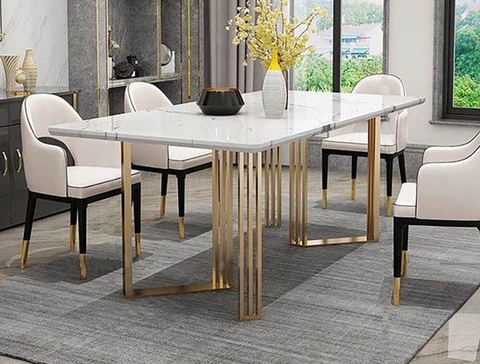 BÀN ĂN MẶT ĐÁ CHÂN INOX - BAMD13