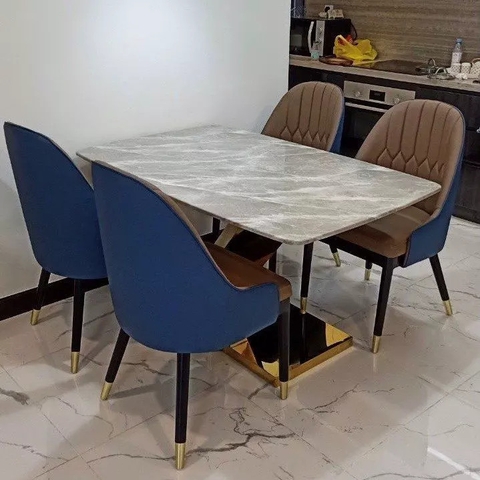 BÀN ĂN MẶT ĐÁ CHÂN INOX CHỮ Z - BAMD91