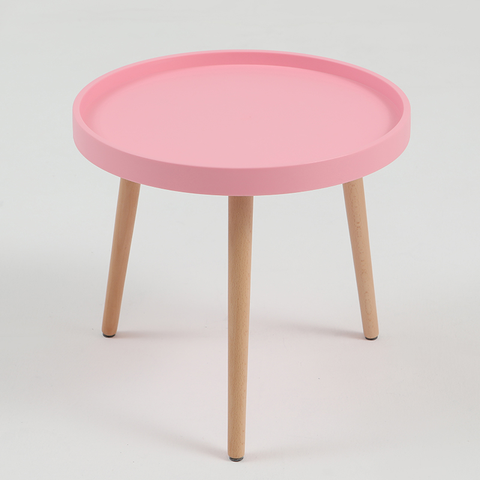 BÀN CAFE TRÒN MẶT NHỰA CHÂN GỖ - BCF28