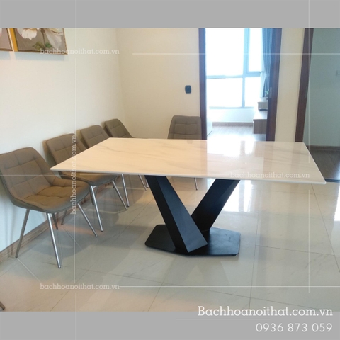 BÀN ĂN MẶT ĐÁ CHÂN CHỮ X - BAMD39