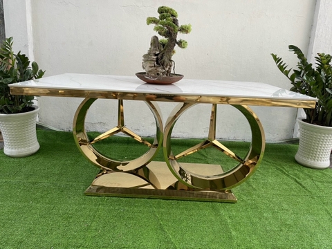 BÀN ĂN MECERDES MẶT ĐÁ CHÂN INOX MẠ VÀNG - BC03