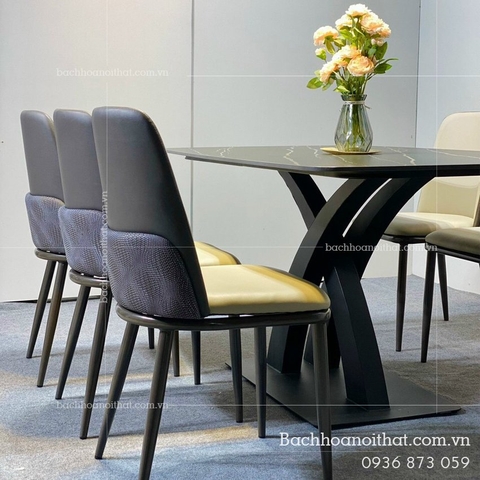 BÀN ĂN MẶT ĐÁ CERAMIC CHÂN SẮT - BAMD84