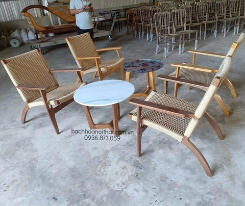 GHẾ SOFA PLANK GỖ ASH ĐAN DÂY - SFG26