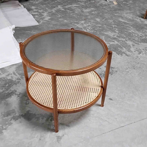 Bàn Trà Gỗ Indochine Đan Mây - BTG31