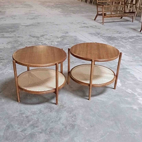 Bàn Trà Gỗ Indochine Đan Mây - BTG31