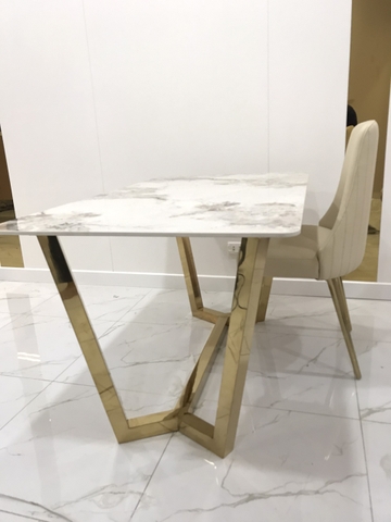 BÀN ĂN MẶT ĐÁ CERAMIC CHÂN INOX M - BAMD01