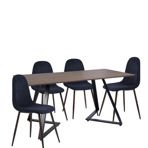 BỘ BÀN ĂN GỖ CHÂN SẮT 4 GHẾ NHẬP KHẨU - BBA8