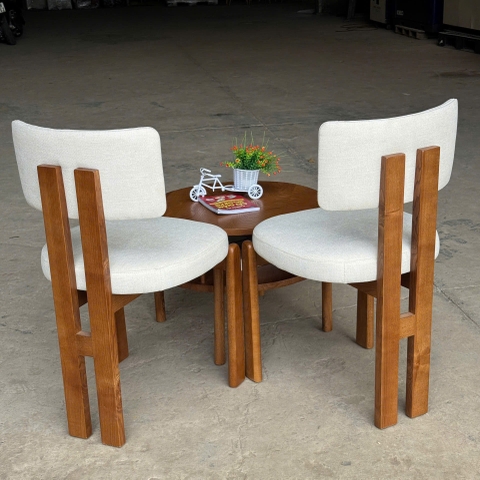 GHẾ ĂN BỌC NỆM GỖ TỰ NHIÊN - GAG98