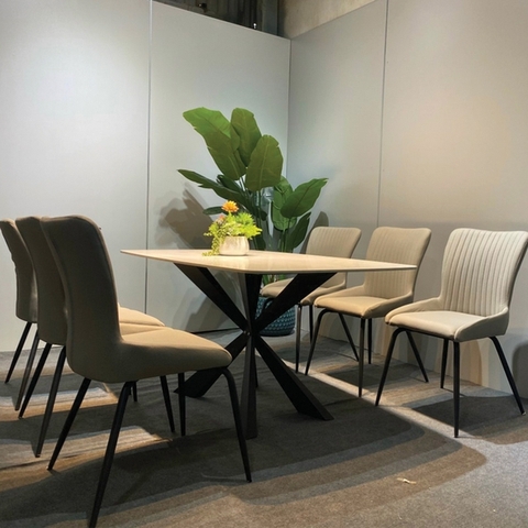 BÀN ĂN MẶT ĐÁ CHÂN SẮT CHÉO - BAMD35