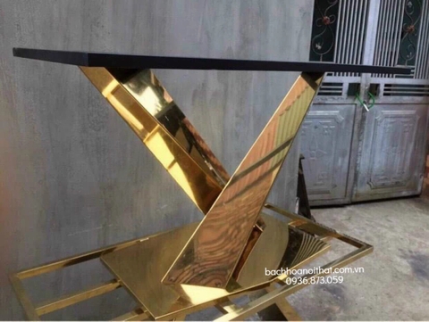 BÀN ĂN MẶT ĐÁ CHÂN INOX MẠ VÀNG - BAMD51
