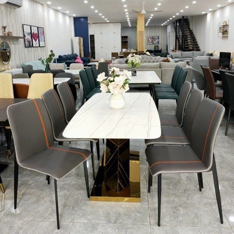 BÀN ĂN MẶT ĐÁ CHÂN INOX CHỮ Z - BAMD91