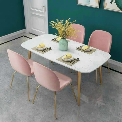 BỘ BÀN ĂN MẶT ĐÁ CHÂN CÔN 4 GHẾ - BBA12