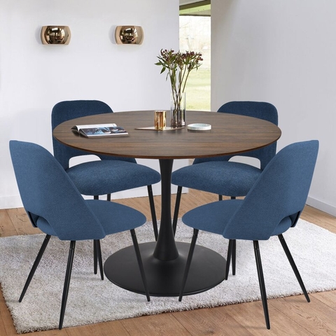 BÀN ĂN GỖ TRÒN CHÂN SẮT - BAG29