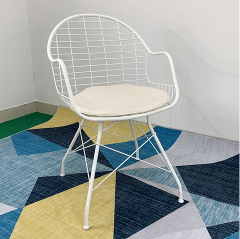 GHẾ CAFE SẮT LƯỚI MẶT NỆM