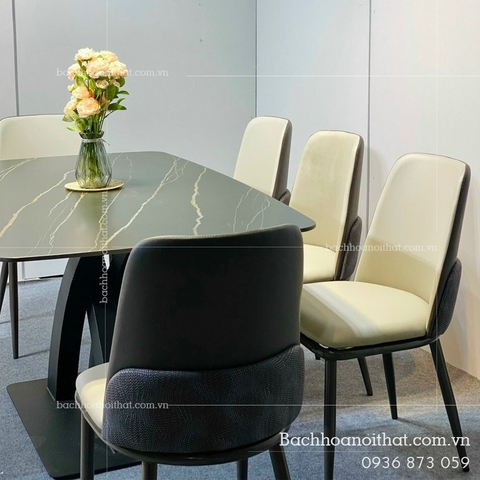 BÀN ĂN MẶT ĐÁ CERAMIC CHÂN SẮT - BAMD84