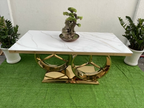 BÀN ĂN MECERDES MẶT ĐÁ CHÂN INOX MẠ VÀNG - BC03