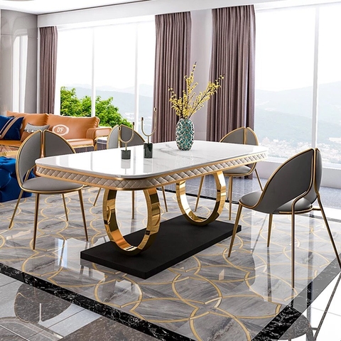 BÀN ĂN MẶT ĐÁ MARBLE NHẬP KHẨU - BAMD04