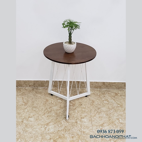 BÀN CAFE CHÂN LƯỚI 3 CẠNH MẶT GỖ - BCF22