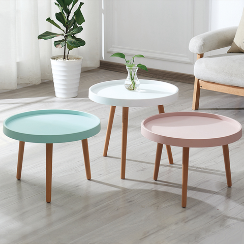 BÀN CAFE TRÒN MẶT NHỰA CHÂN GỖ - BCF28