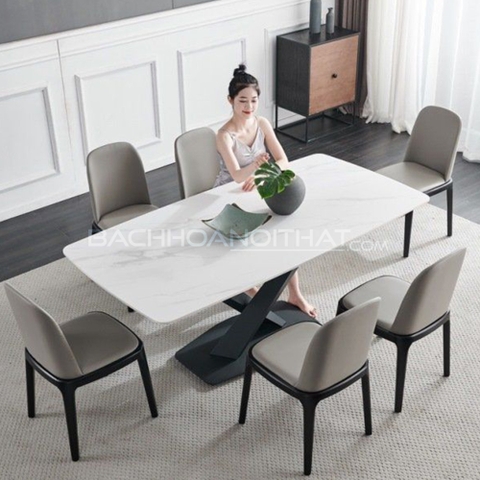 BÀN ĂN MẶT ĐÁ CHÂN CHỮ X - BAMD39